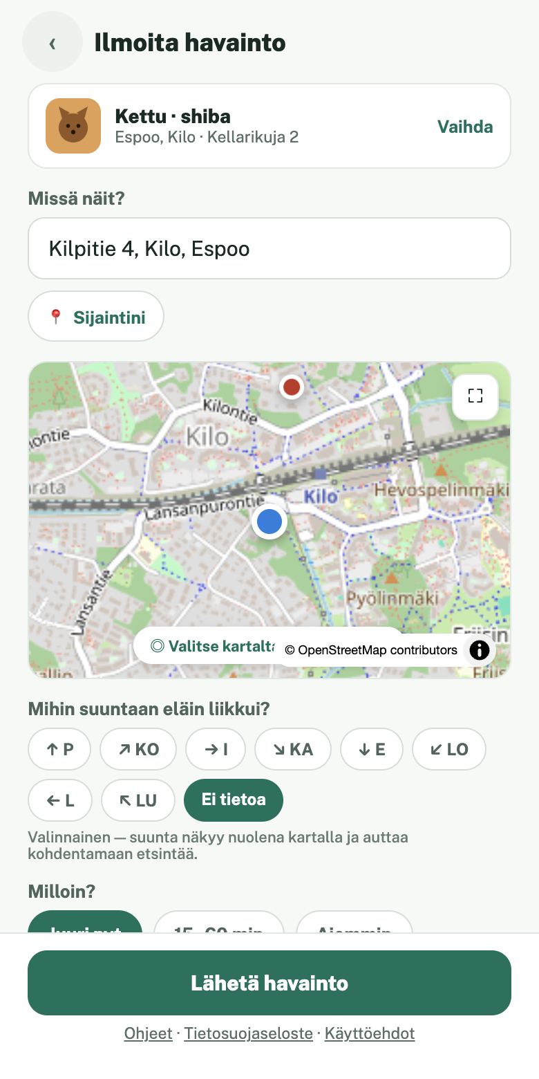 Havainnon ilmoituslomake
